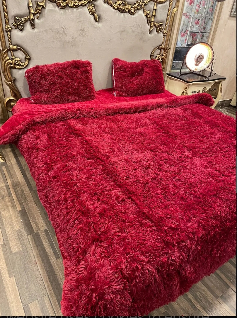 Premium Shaggy Razai 4 pieces full Set